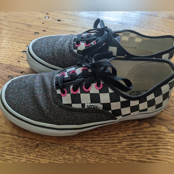Vans Kids Glitter/Black & White Checkered Sneakers - Picture 3 of 9